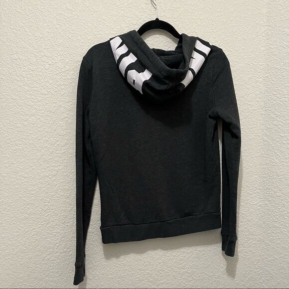 PINK Victoria's Secret Spell Out Logo Hoodie 1/4 Zip Pullover Gray Womens Sz M - Picture 3 of 11